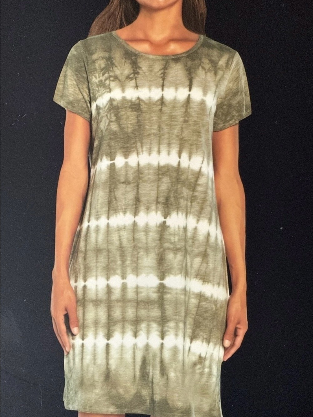 GAP Olive and White Tie-Dye Short Sleeve Tunic
